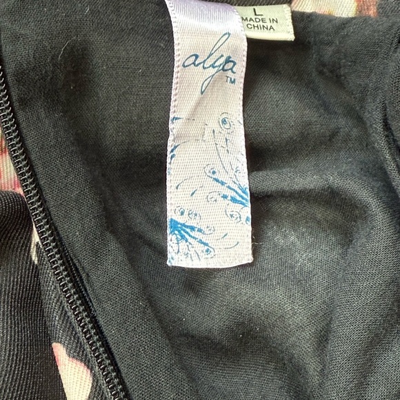 Alya Black and Pink Pleated Midi Skirt Size Large Floral Boho Cottage Classic - Picture 3 of 6